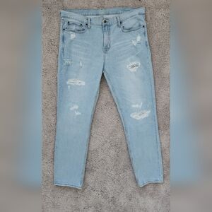 Old Navy Men 38 x 32 Distressed Light Wash Stretch Denim Straight Jean NWOT